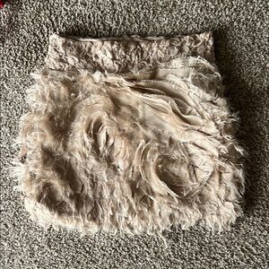 Miu Miu Feathered Rosette Mini Skirt in Nude